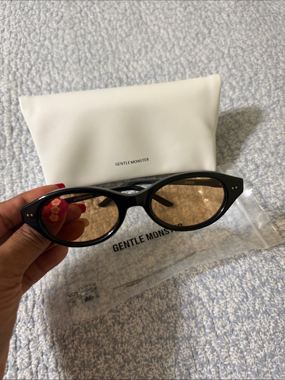 GENTLE MONSTER Black Frame Sunglasses with Amber Lenses